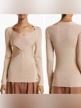 Ted Baker Eloisy Crossover Knit Top in Dusky Pink Sweater Size 5
